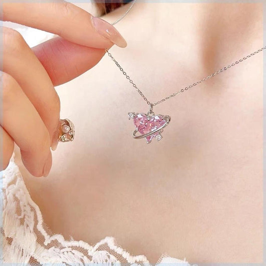 Pink Heart - Silver Plated Necklace