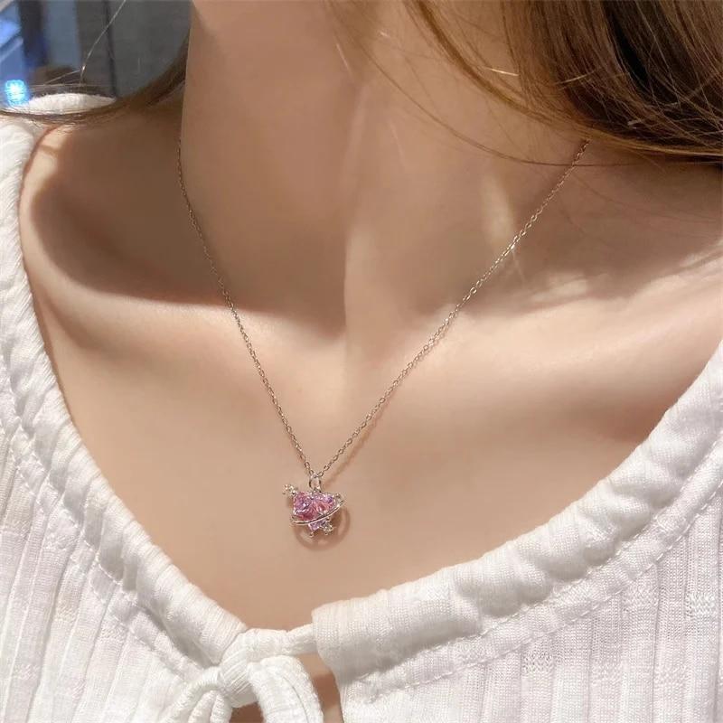 Pink Heart - Silver Plated Necklace