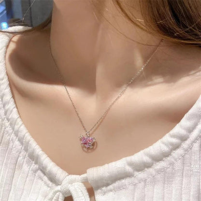 Pink Heart - Silver Plated Necklace