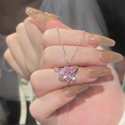 Pink Heart - Silver Plated Necklace