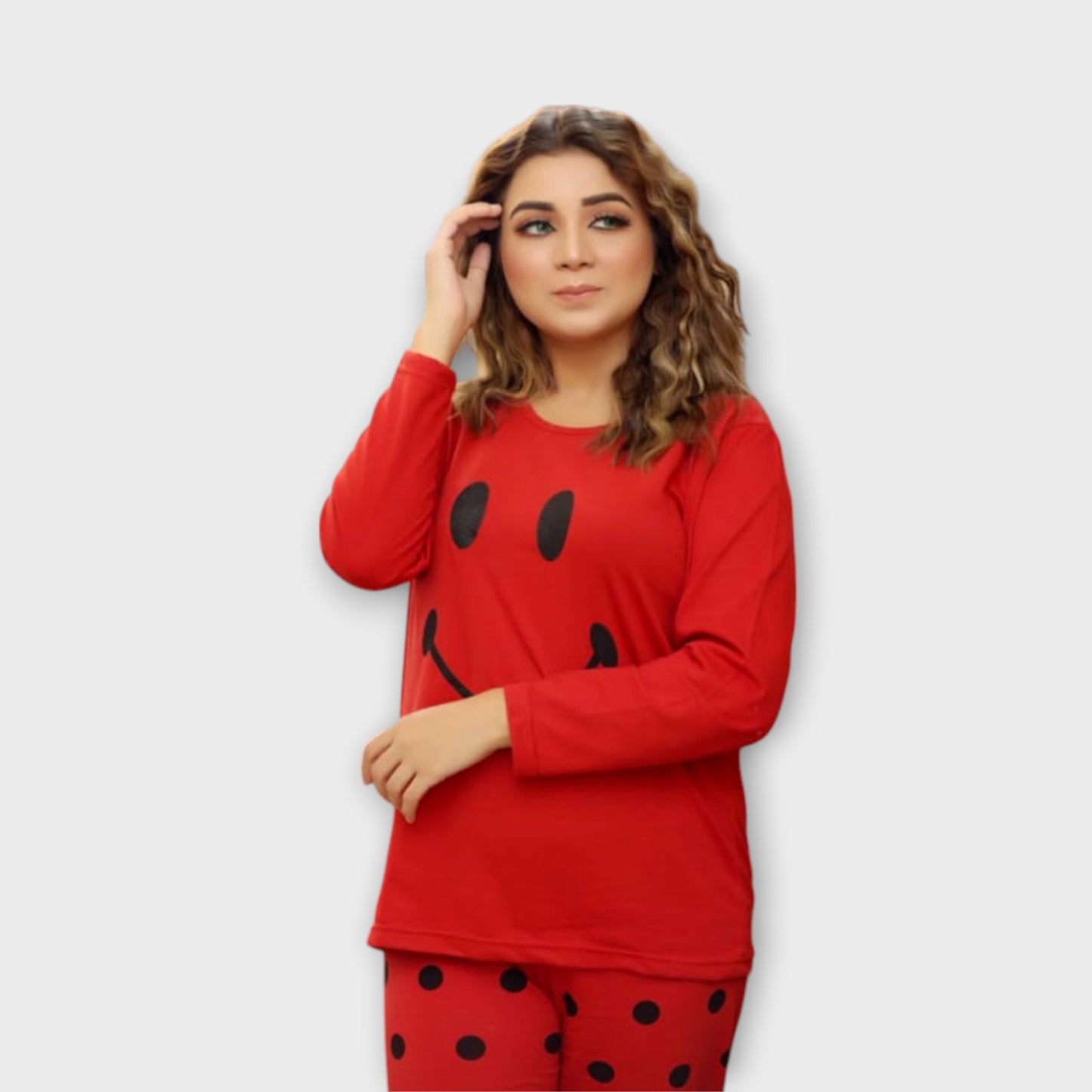Soft Cotton Night Suit in Crimson Red