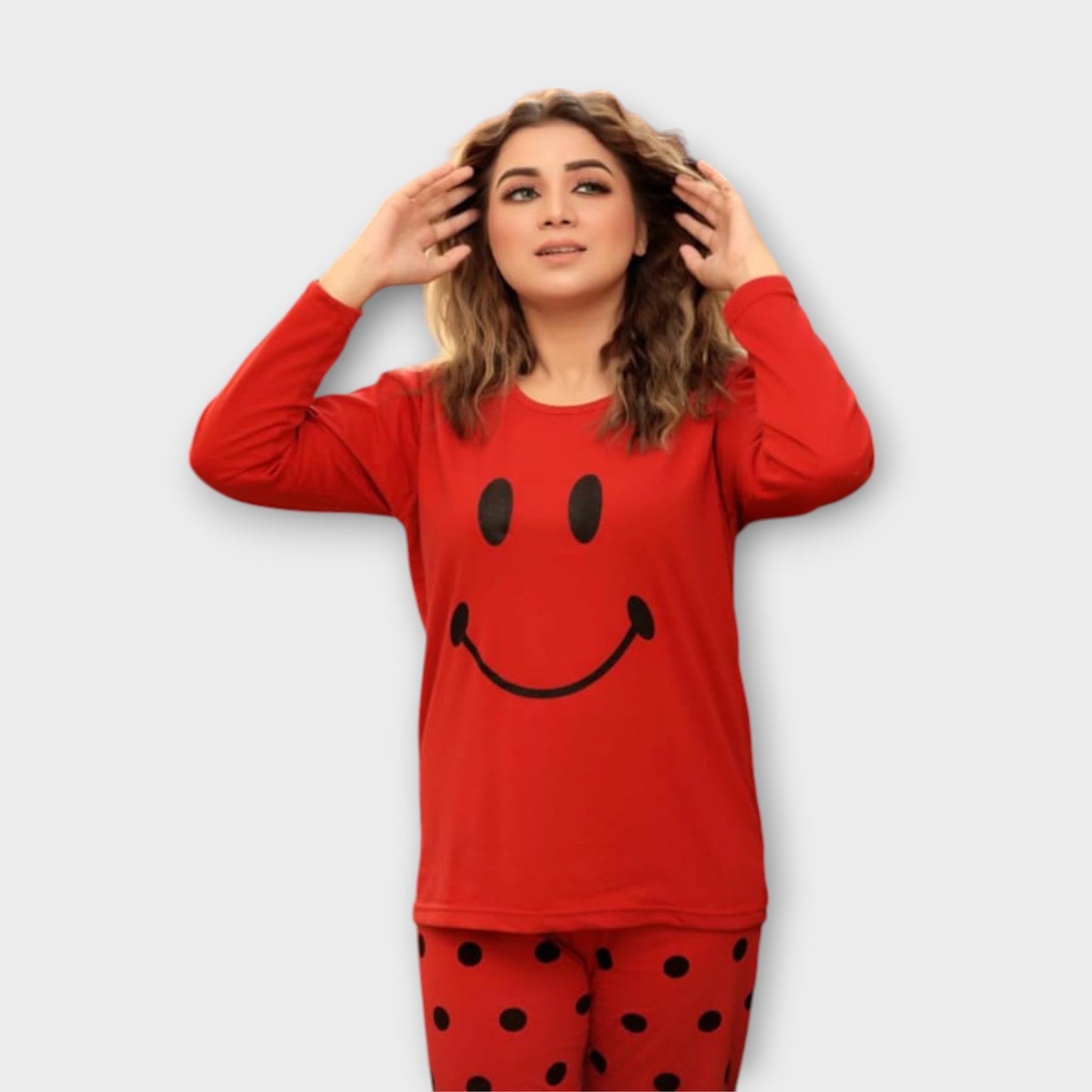 Soft Cotton Night Suit in Crimson Red