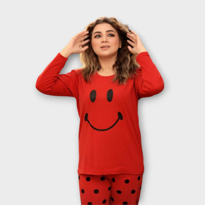 Soft Cotton Night Suit in Crimson Red