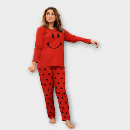 Soft Cotton Night Suit in Crimson Red