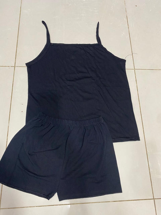 Ultra-soft 2-piece sleepwear - Black Camiset With Short