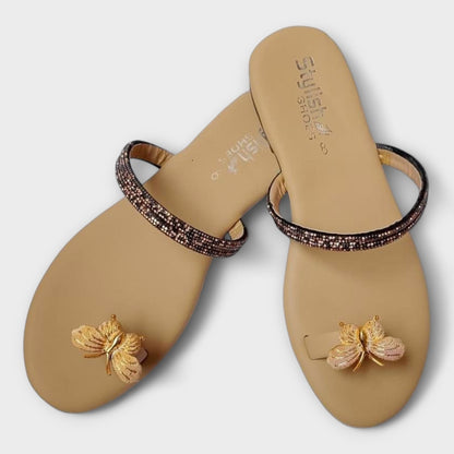 Live beautifully, walk gracefully - Flat Black Slippers
