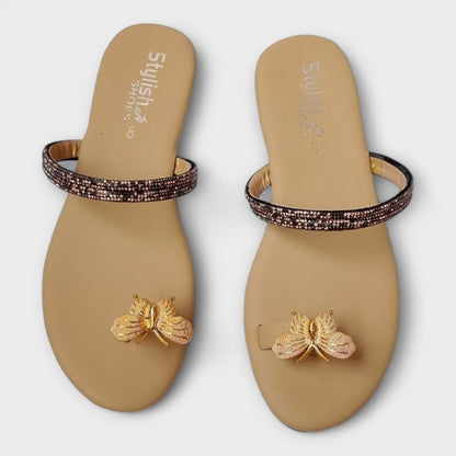 Live beautifully, walk gracefully - Flat Black Slippers
