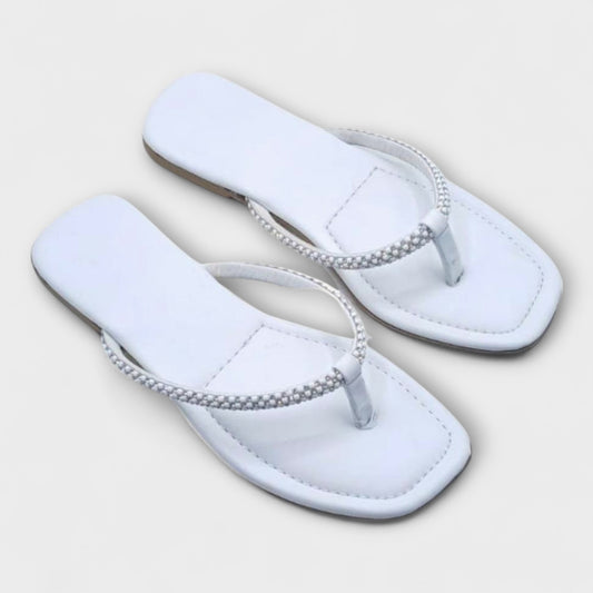 Live beautifully, walk gracefully - Flat White Slippers