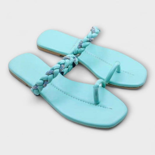 Live beautifully, walk gracefully - Flat Turquoise Slippers