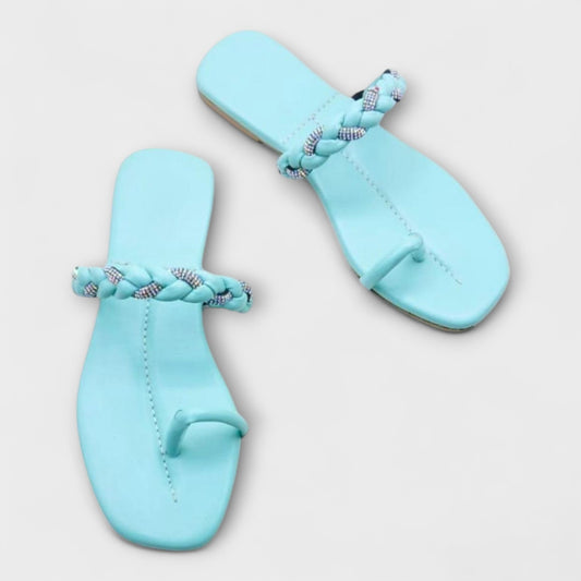 Live beautifully, walk gracefully - Flat Turquoise Slippers